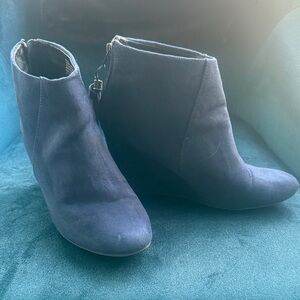 Women's Blue Suede Ankle Boots